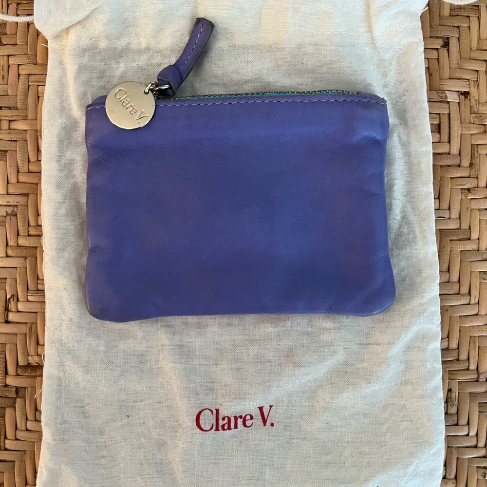 Clare V. Purple Coin Clutch with Blue Zipper. Hardly Used and like New.